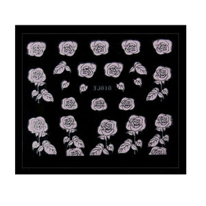 UpLac 3D Αυτοκόλλητο Ρόζ Λουλούδια Ασημί Περίγραμμα TJ010